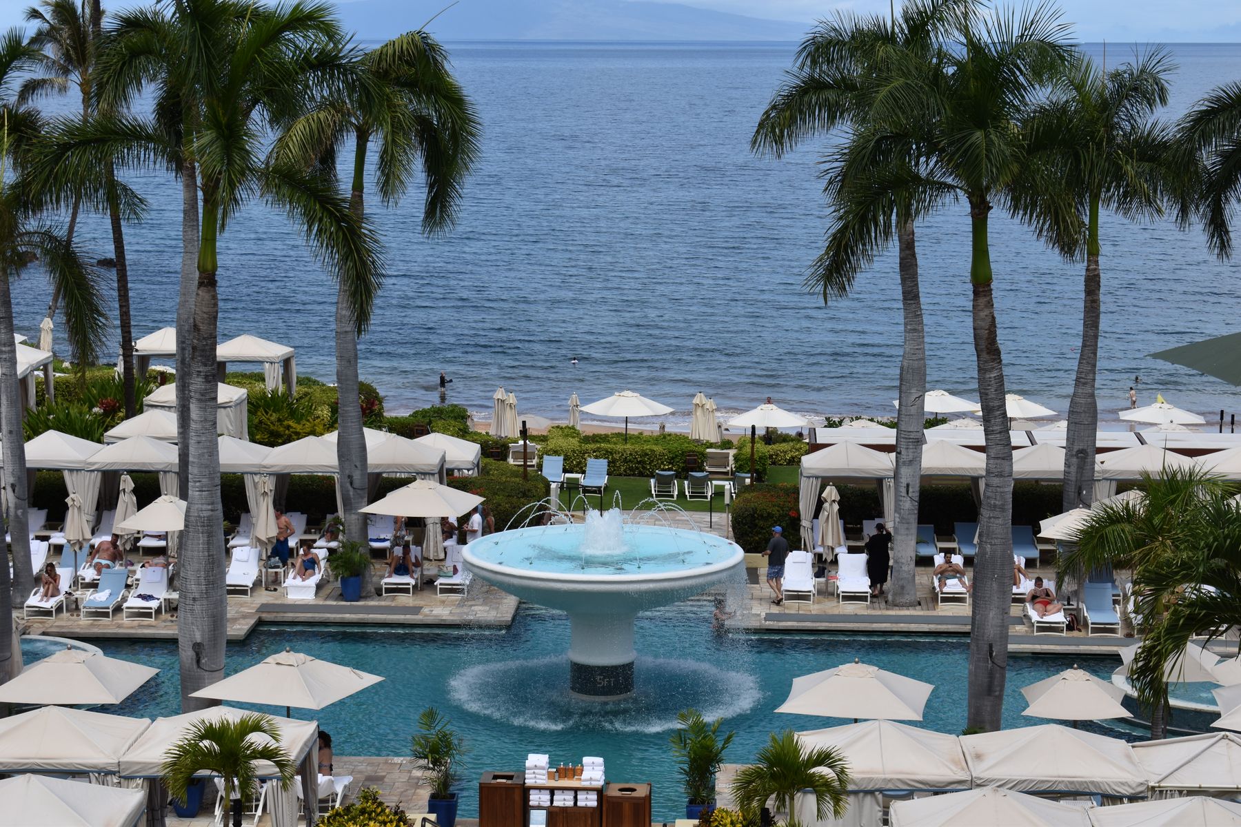 Piscina y jardines de un alojamiento junto al mar